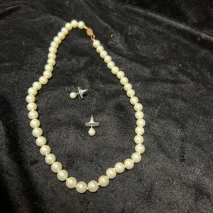 Classic Faux Pearl Necklace and Coordinating Stud Earrings