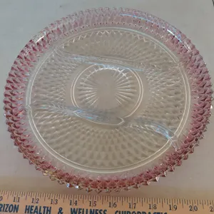 Vintage Indiana Glass Diamond Point Ruby Red Flash Divided Relish Tray 12"