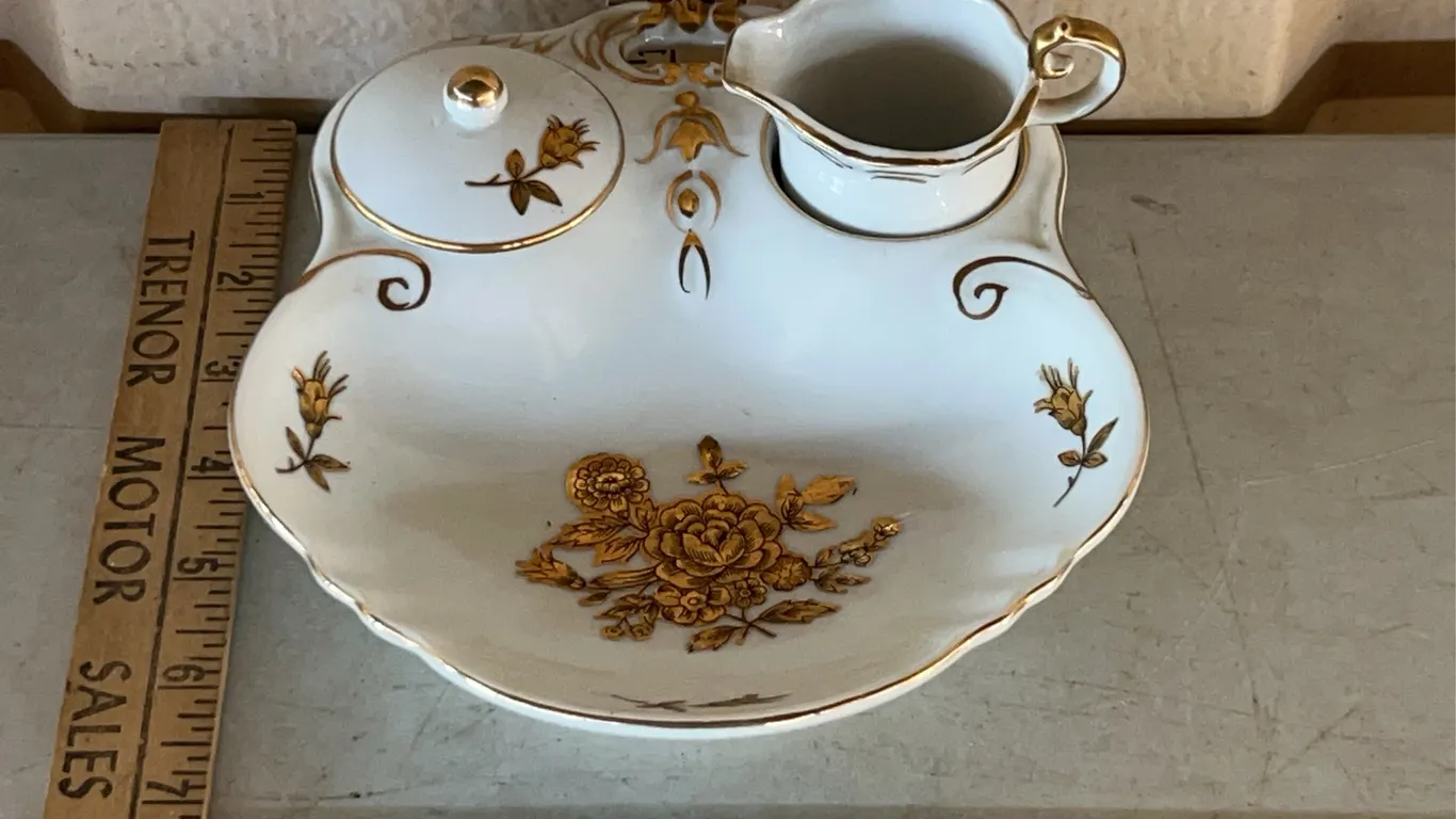 Vintage Andrea By Sadek Porcelain Serving Dish Creamer & Lid