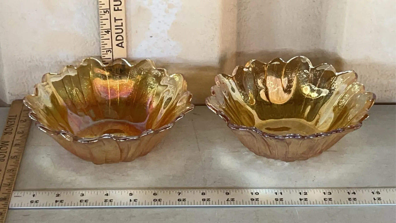 Vintage Indiana Glass Nappy Lily Marigold Carnival Glass Bowls 7.25"X2.5"