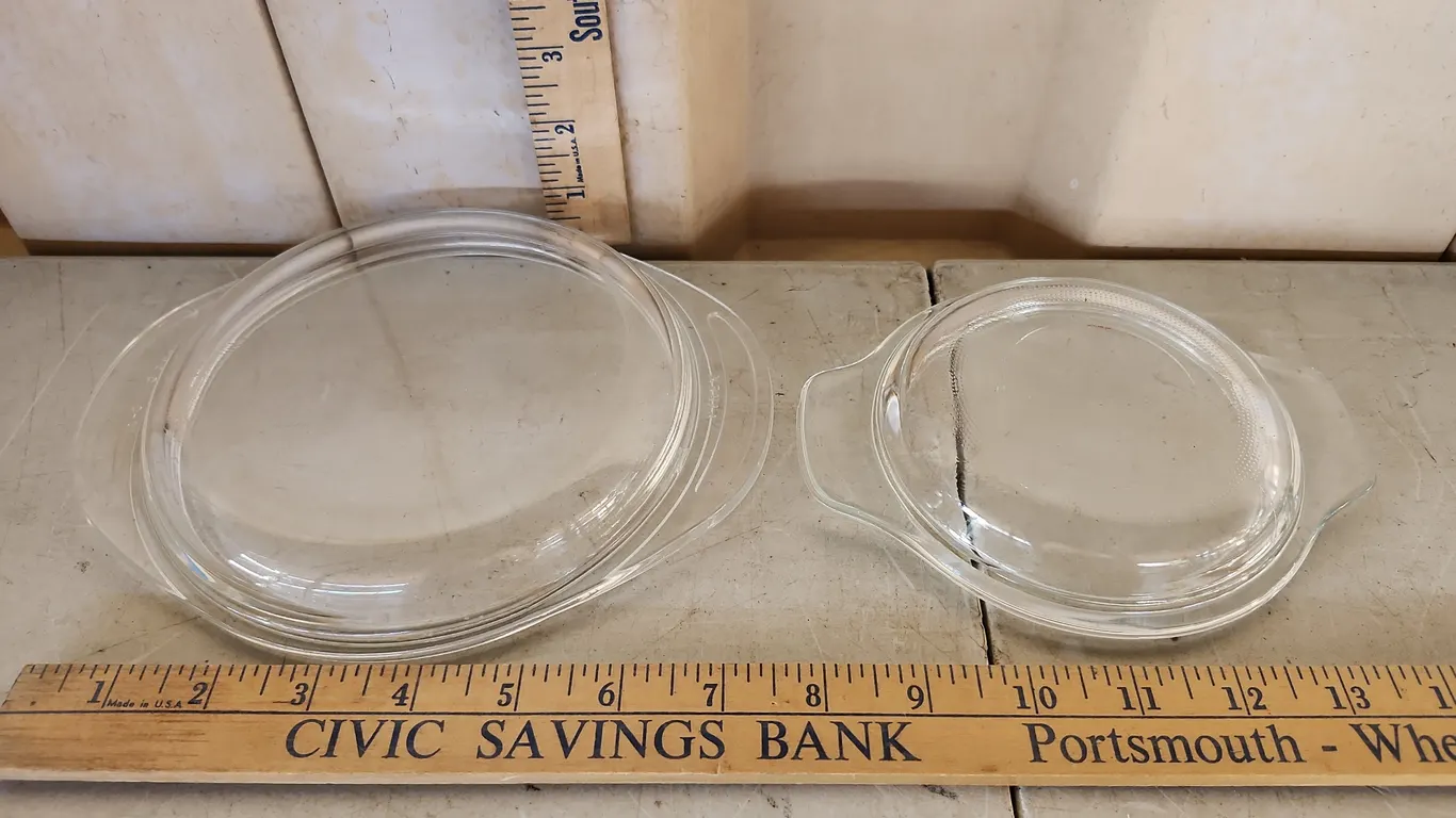 2 Vintage Pyrex Clear Glass Lids
