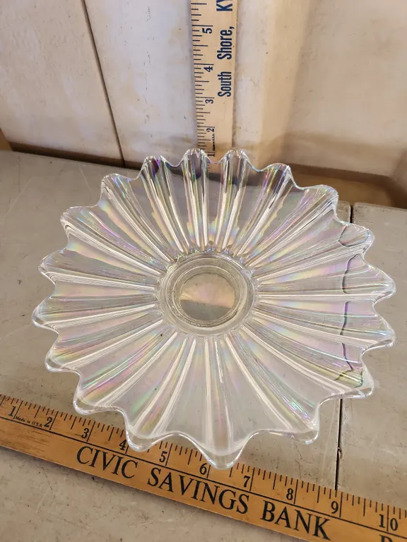 Vintage Federal Glass Celestial Pattern Iridescent Carnival Glass Bowl/Plate 9.25"X1.5"
