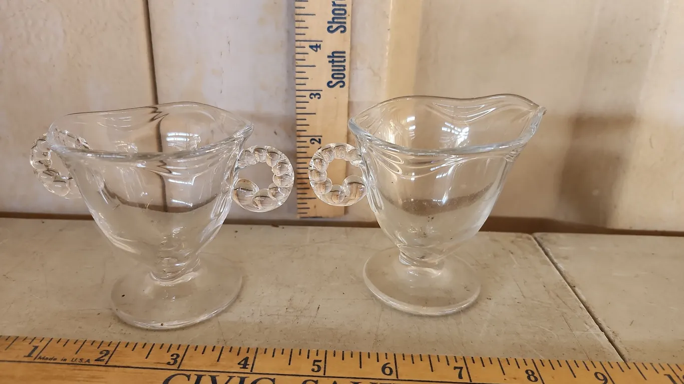 Vintage Imperial Candlewick Footed Clear Glass Sugar & Creamer