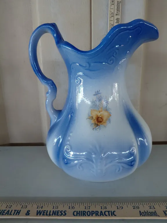 Vintage Ironstone England Ceramic Water Pitcher 11.25" Tall