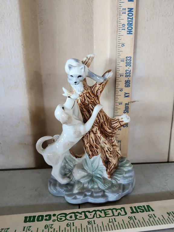 Vintage Artmark Ceramic Cat & Dog Figure 8.25"