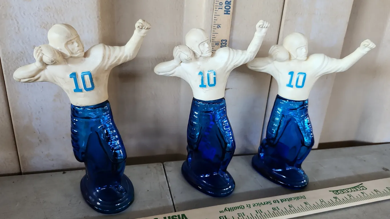 3 Avon Football Player Decanter Bottles