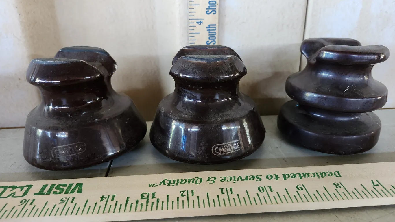 3 Vintage Chance Porcelain Insulators