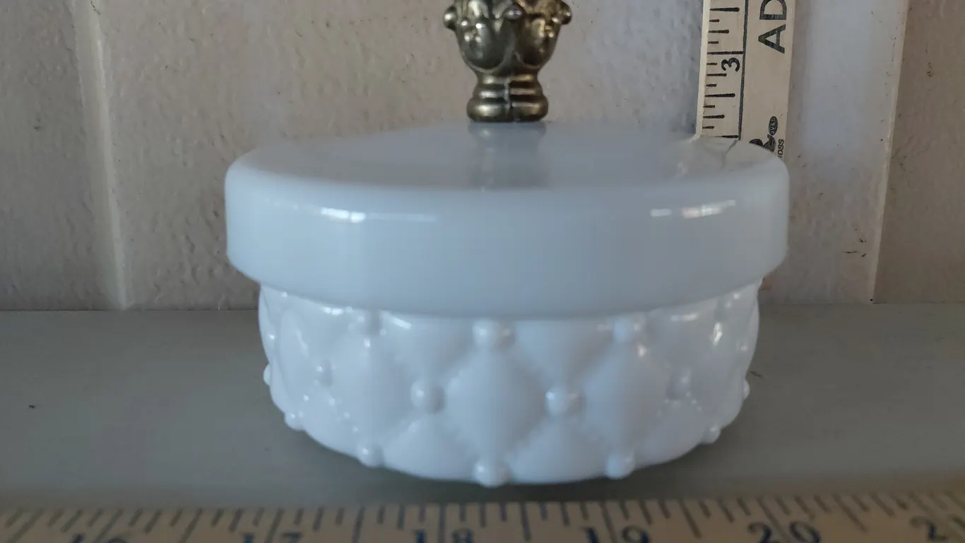 Milk Glass Powder Box 5''X3.5''