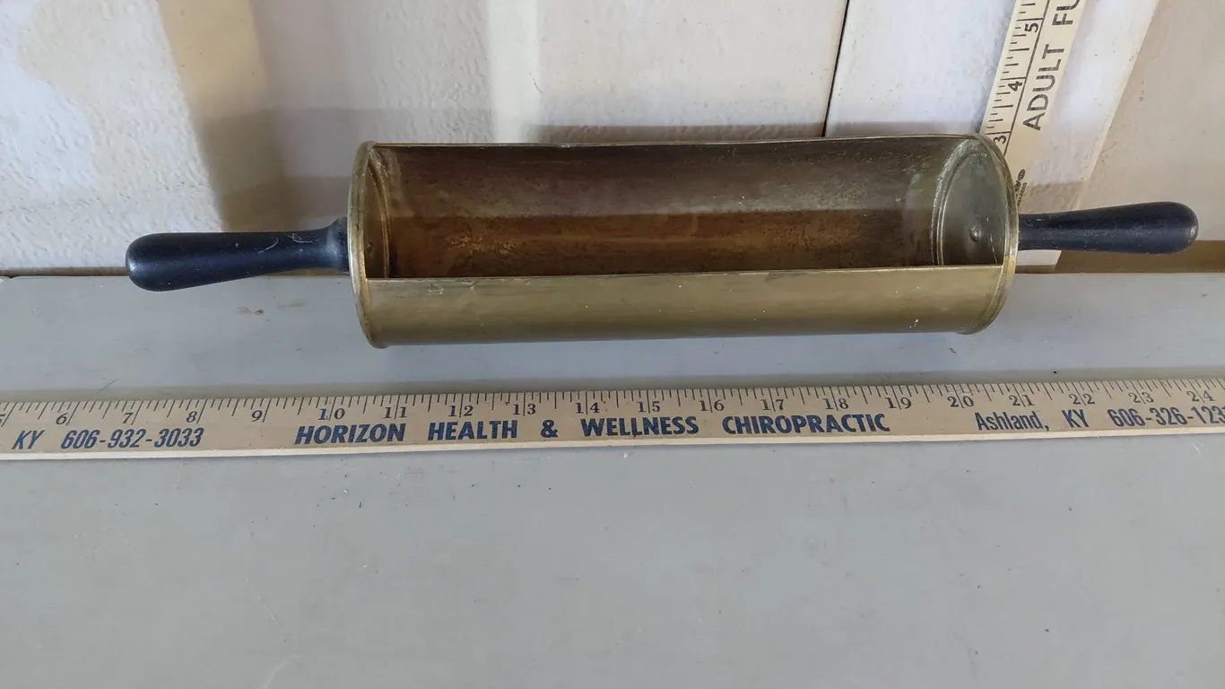 Vintage Metal Wood Handle Crumb Catcher/Silent Butler Rolling Pin 18''X3.5''