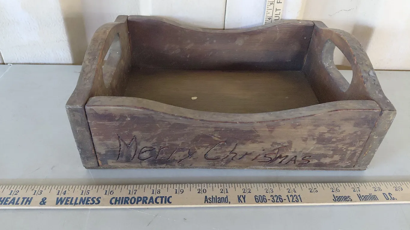 Wood Merry Christmas Box W/Handles 13.5''X10''4.75''