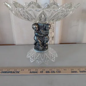 Vintage Cherub & Glass Pedestal 10''X9''