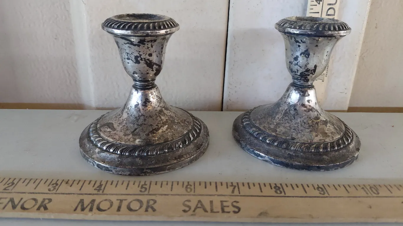 Pair Of Gorham Sterling Cement Weighted Candlesticks #667, 3.75''X3.25''