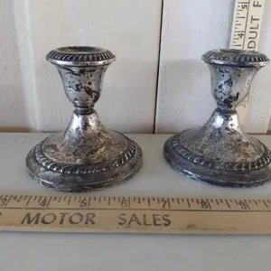 Pair Of Gorham Sterling Cement Weighted Candlesticks #667, 3.75''X3.25''