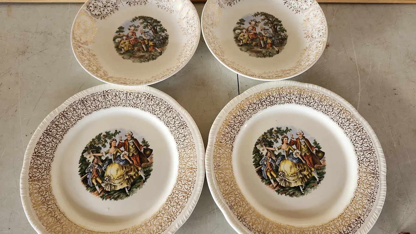 Vintage Victorian Style Porcelain Plates & Bowls