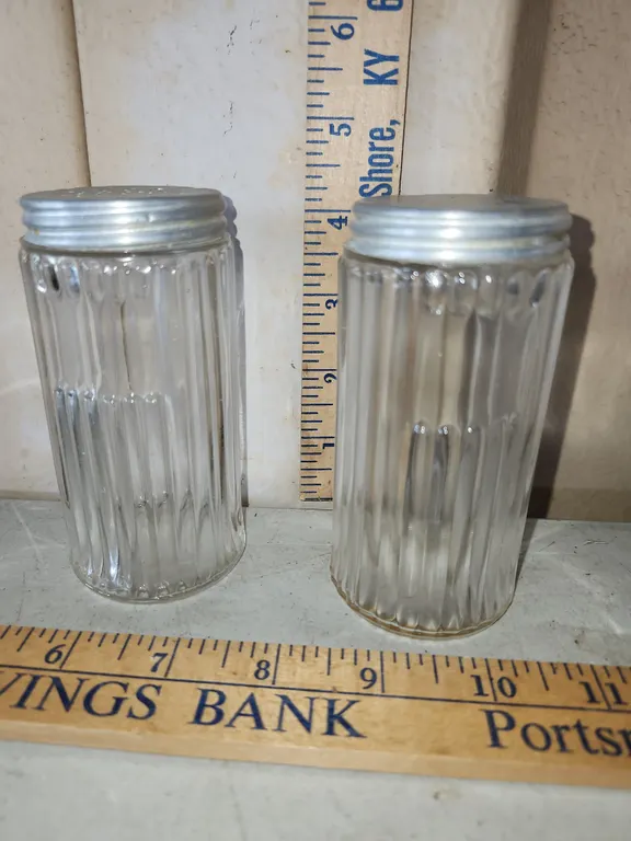 2 Vintage Hoosier Style Spice Jars