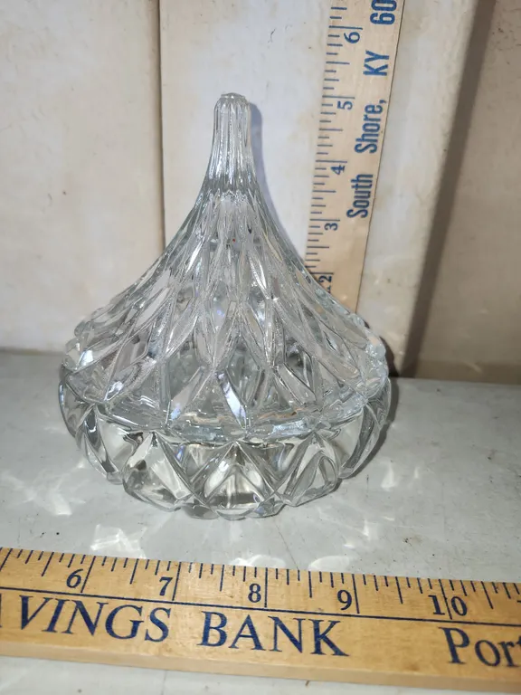 Vintage Clear Glass Hershey Kiss Trinket Box