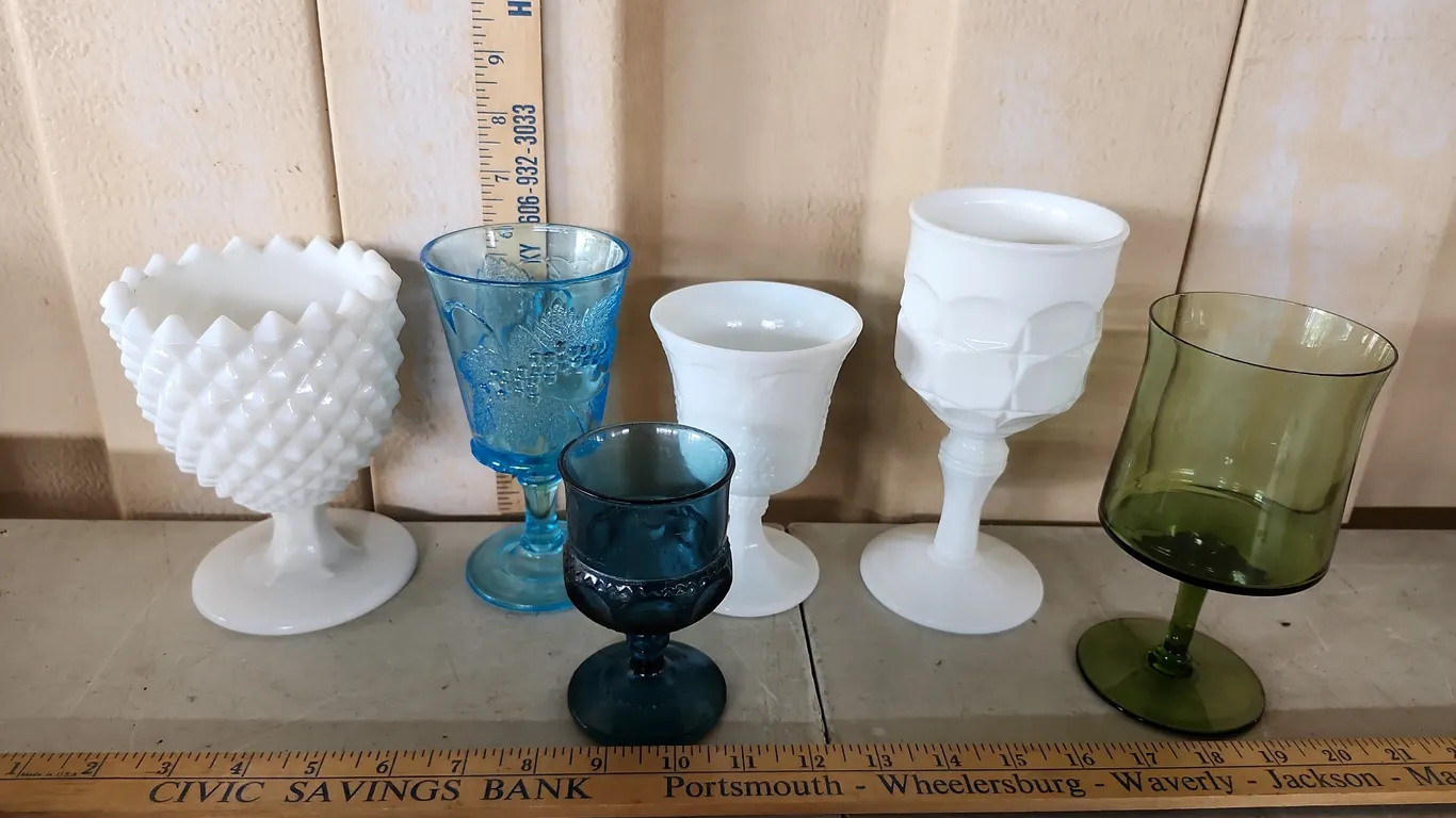 6 Assorted Vintage Glass Goblets/Stemware