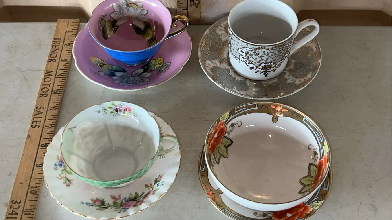 4 Vintage Cups & Saucers, See Photos