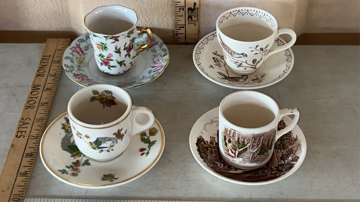 4 Vintage Cups & Saucers, See Photos