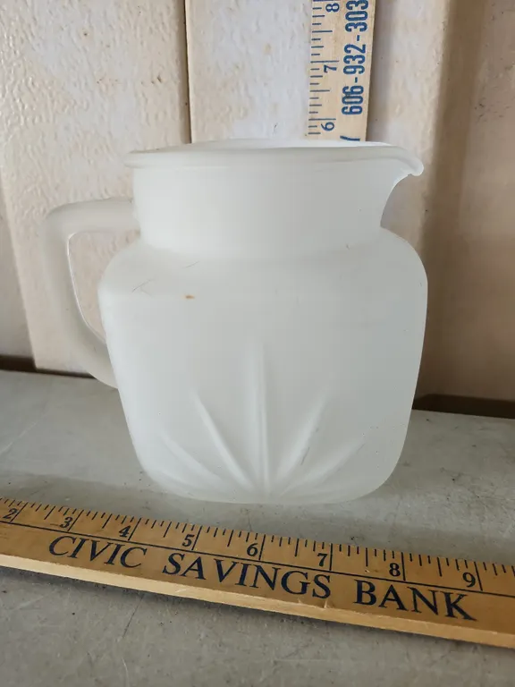 Vintage Federal Glass Frosted Starburst Pitcher 5.75" Tall