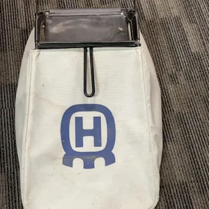 Husqvarna Fabric Grass Catcher Bag With Metal Frame For Lawn Mower Attachment, White With Logo Print