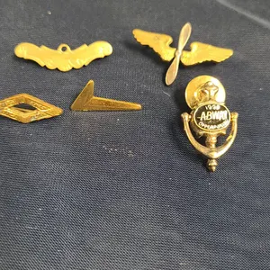 (5) Assorted Gold-Tone Aviation and ABWA 1991 Lapel Pins with Various Designs and Motifs