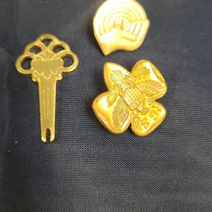 Gold-Toned Girl Scouts Lapel and Membership Pins With Clip-Ease Accessory, Set of Three Pins Include