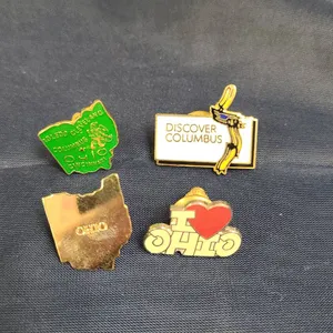 Four Ohio-Themed Souvenir Lapel Pins Including I Love Ohio and Discover Columbus Designs
