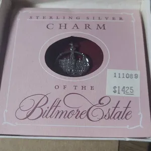 Sterling Silver Biltmore Estate Charm (Unverified), Crafted in America, Asheville NC Souvenir in Box