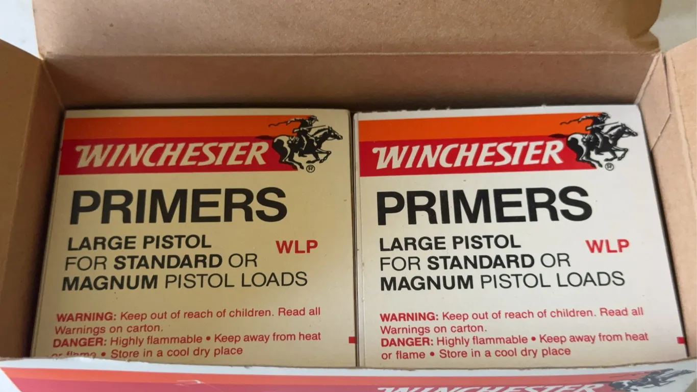 Cabela's Plastic Ammo Can Dry Storage Box with Winchester and CCI Primers