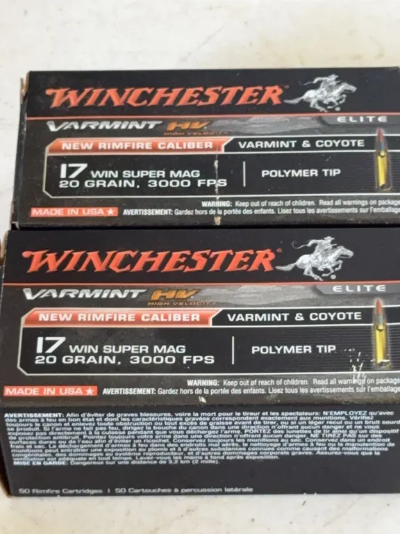 Winchester Varmint HV Elite 17 Win Super Mag Ammunition Boxes