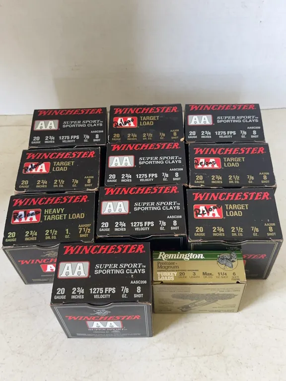 Winchester AA and Remington Premier Magnum 20 Gauge Shotgun Shell Boxes