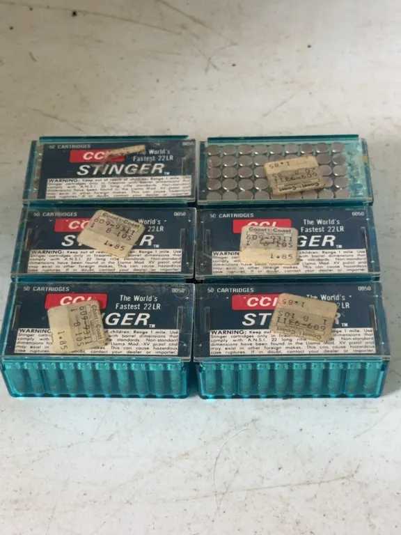 Lot of Six CCI Stinger 22 LR Ammunition Boxes 50 Rounds Each