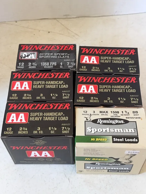 Winchester AA and Remington Sportsman 12 Gauge Shotgun Shell Boxes