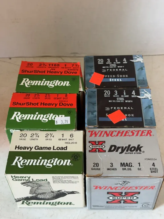 Assorted 20 Gauge Shotgun Ammunition Boxes Remington Winchester Federal