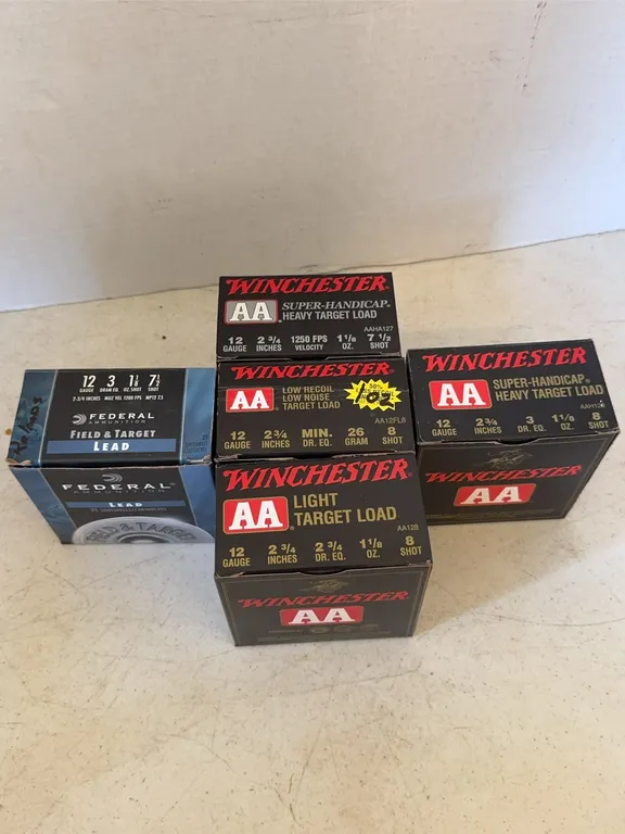 Assorted 12 Gauge Shotgun Shell Boxes Winchester AA Federal