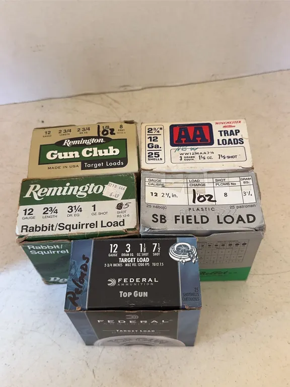 Assorted 12 Gauge Shotgun Shell Boxes Remington Winchester Federal