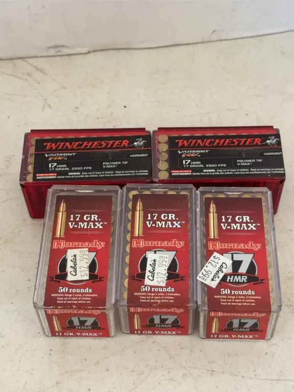Assorted 17 HMR Ammunition Boxes Winchester Hornady V-Max
