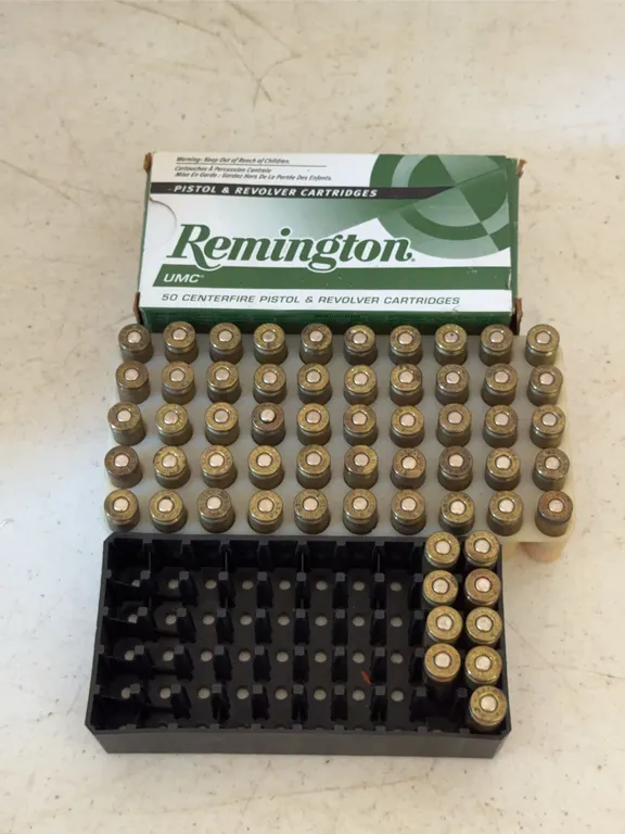 Assorted 9mm Luger Pistol Cartridges With Remington UMC Box