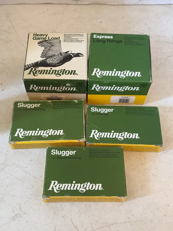 Remington Express Long Range Heavy Game Load and Slugger Shotgun Shell Boxes