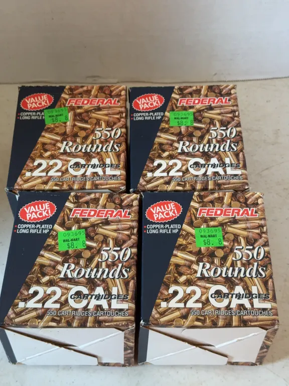 Federal 22 Caliber Long Rifle Hollow Point Ammo 550 Round Boxes