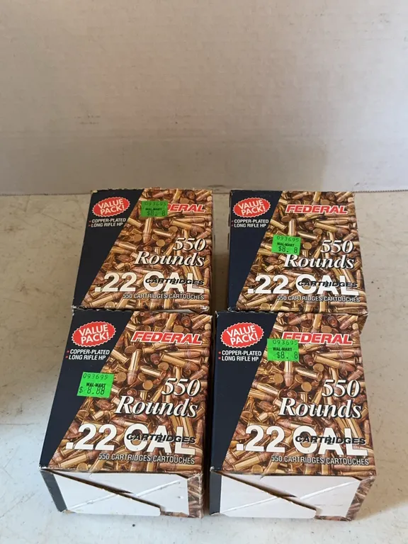 Four Boxes Federal 22 LR Ammunition 550 Round Value Packs