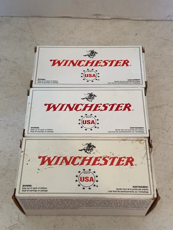 Winchester .22-250 Rem Rifle Ammunition Boxes and Cartridges