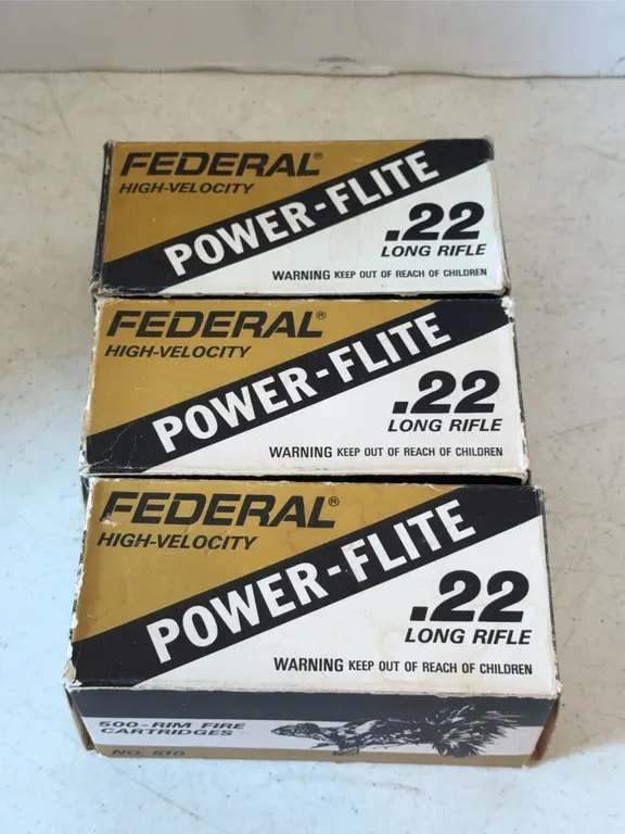 Federal High Velocity Power-Flite 22 Long Rifle Ammunition Boxes Lot