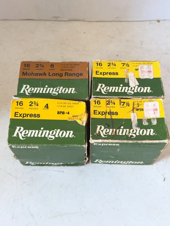 Remington 16 Gauge Express and Mohawk Shotshell Boxes Lot