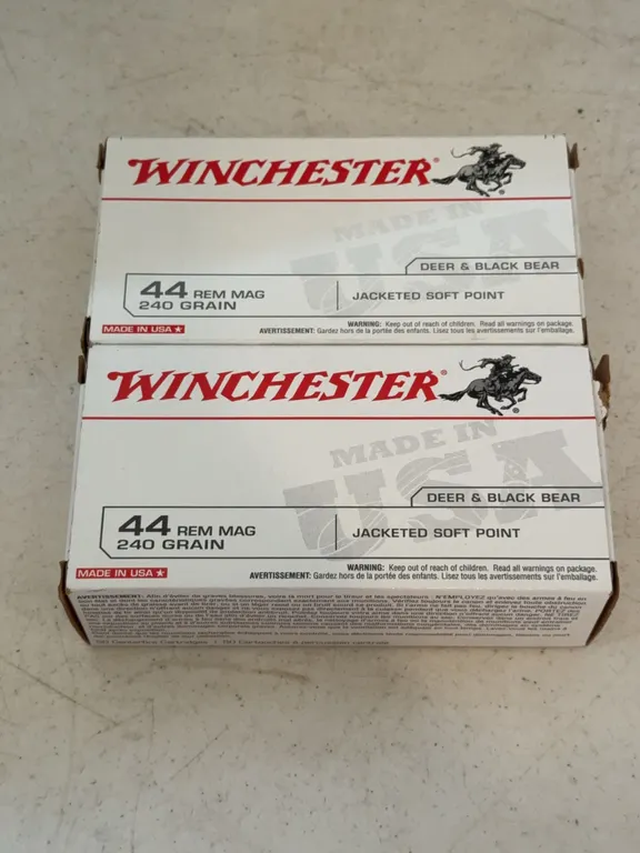 Winchester 44 Rem Mag 240 Grain Jacketed Soft Point Ammunition Boxes