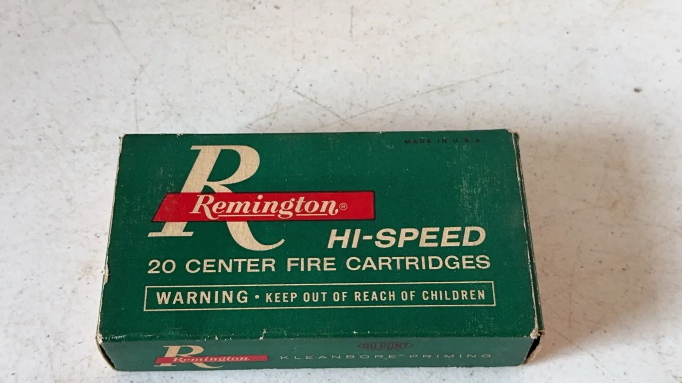 Remington Hi-Speed Ammo Box With W-W Super .257 Roberts Rifle Cartridges