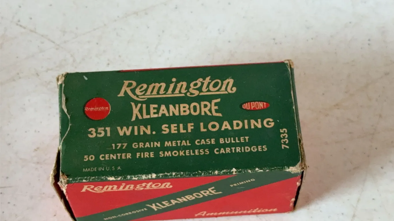 Remington Kleanbore .351 Winchester Self Loading 177 Grain Cartridge Box