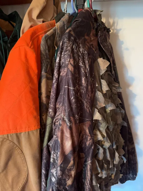 Cabelas 3D Leafy Camo Jacket Jerzees Sweatshirt Blaze Orange Hunting Coats Lot