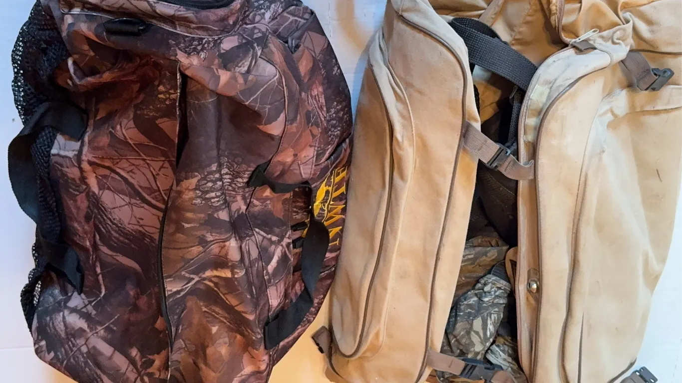 Carhartt JQ282 Quilted Duck Jacket and Eddie Bauer Garment Bag Lot